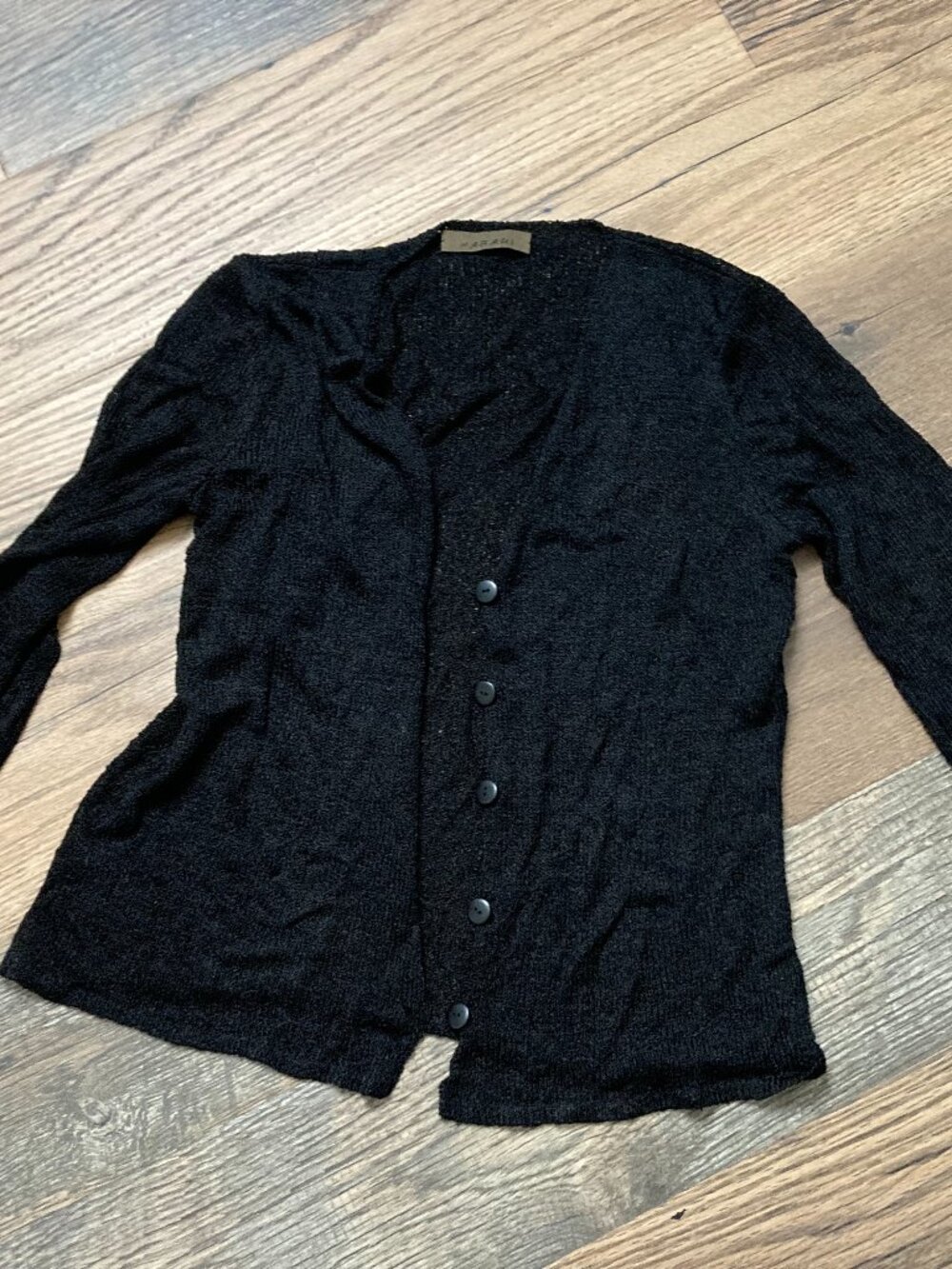 Harari cardigan M  Open knit Long sleeves Black Lightweight sweater 100% viscose